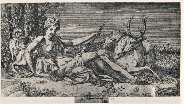 Cipriani, Nicolò — Il riposo di Diana, da un affresco di Fontainebleau. Luigi Dorigny dal Primaticcio — insieme